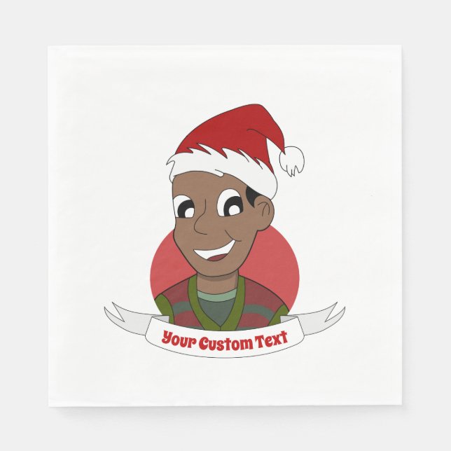 Laughing man Christmas cartoon Napkins (Front)