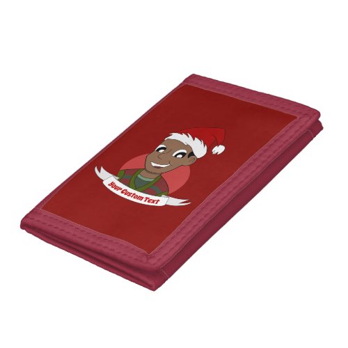 Laughing man Christmas cartoon Trifold Wallet