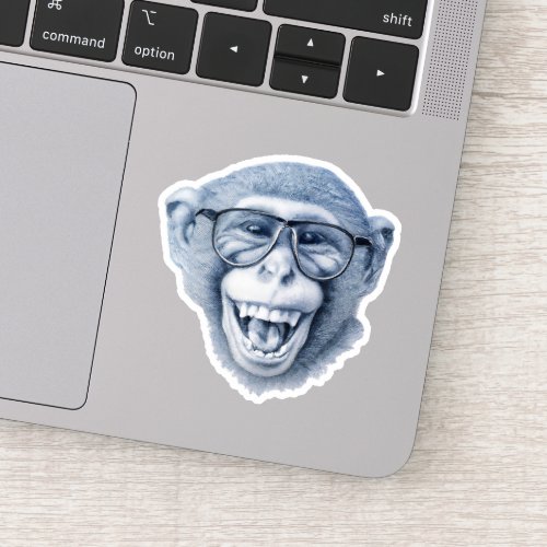 Laughing monkey with glasses sticker