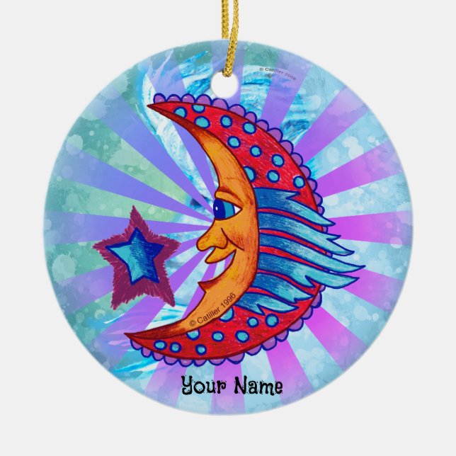 laughing Moon Ceramic Ornament (Front)