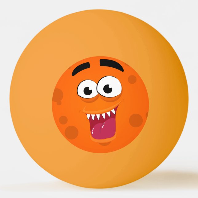 Laughing Orange Monster Personalize Ping Pong Ball (Front)