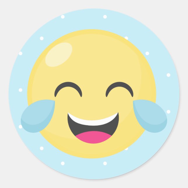 Laughing Out Loud Emoji Dots Classic Round Sticker (Front)