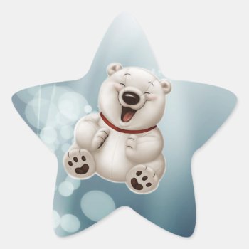 Laughing Polar Teddy-bear Star Sticker by MargaretStore at Zazzle