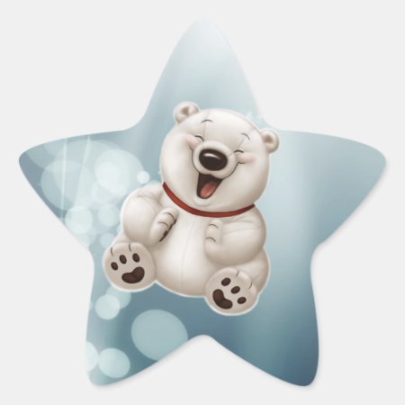 Laughing Polar Teddy-bear Star Sticker