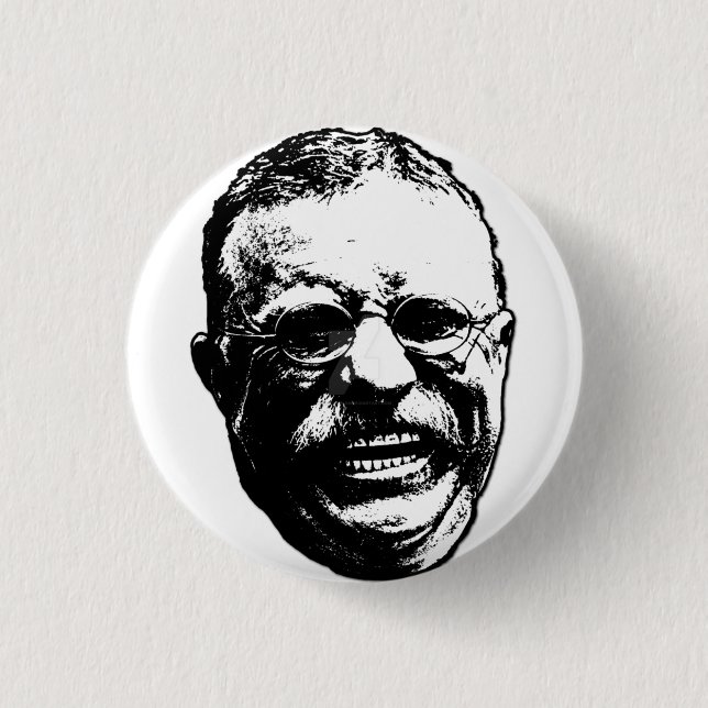 Laughing President Theodore Teddy Roosevelt Button (Front)
