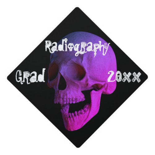 Laughing Purple Skull Radiography Graduation Cap Topper