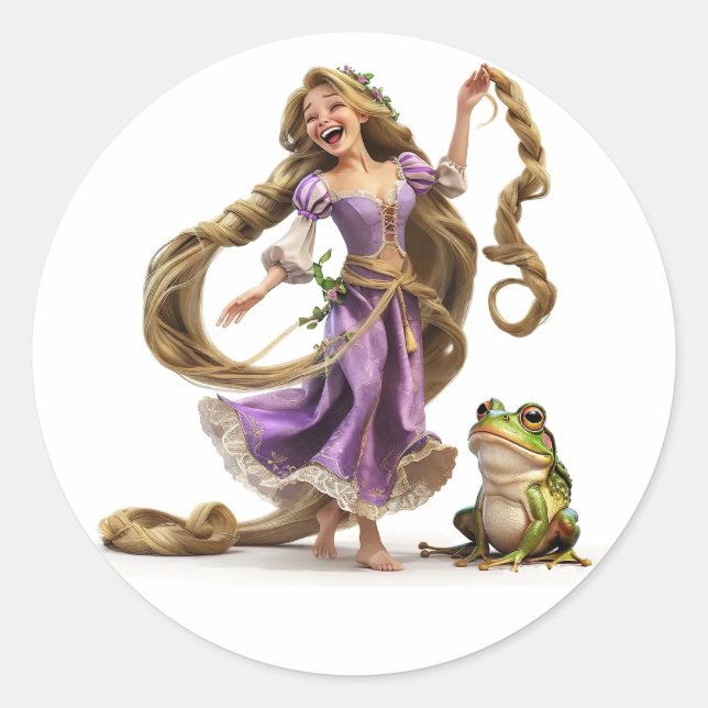 Laughing Rapunzel Classic Round Sticker (Front)