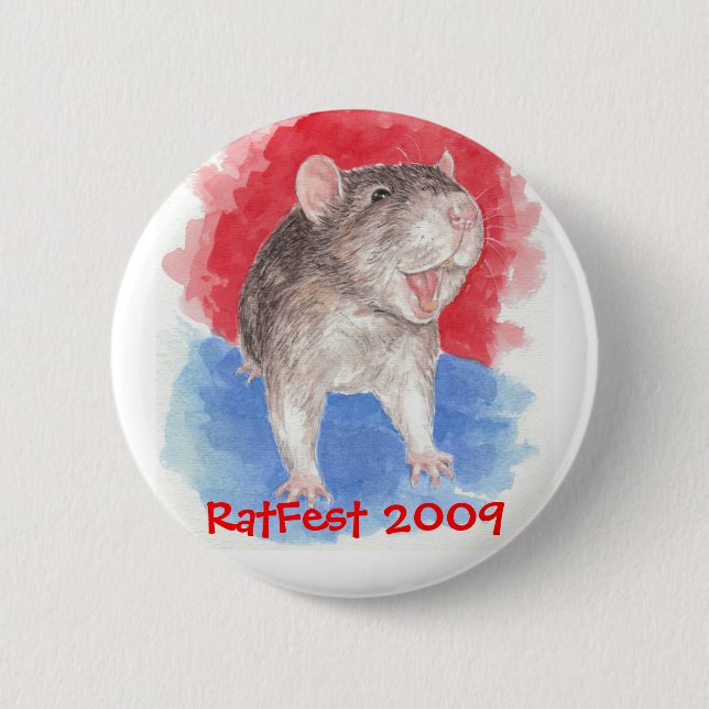 laughing rat, Ratfest 2009 Pinback Button (Front)