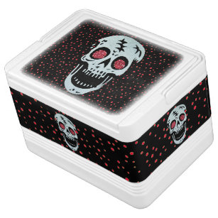 laughing red glitter eye skull cooler