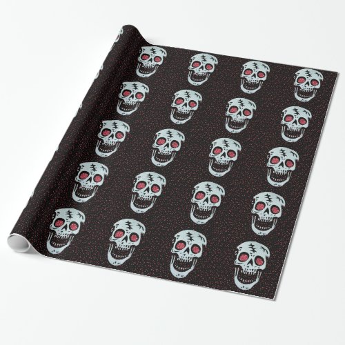 Laughing Red Glitter Eye Skull Wrapping Paper