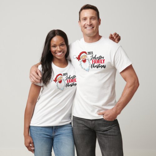 Laughing Santa Family Personalized Christmas T_Shirt