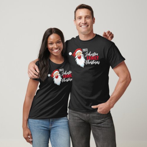 Laughing Santa Family Personalized Christmas T_Shirt