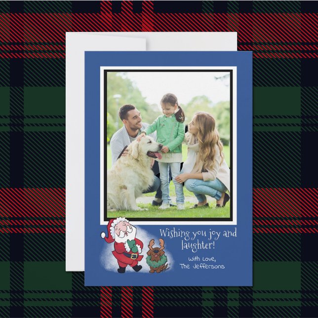 Laughing Santa Reindeer Lab Family Photo Template (Creator Uploaded)