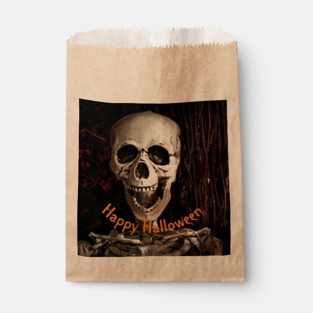 Laughing Skeleton Halloween  Favor Bag (Front)