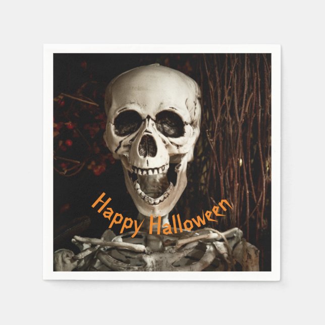 Laughing Skeleton Halloween  Paper Napkins (Front)