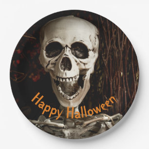 Laughing Skeleton Halloween Paper Plates