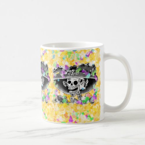Laughing Skeleton Woman in  Bonnet Coffee Mug