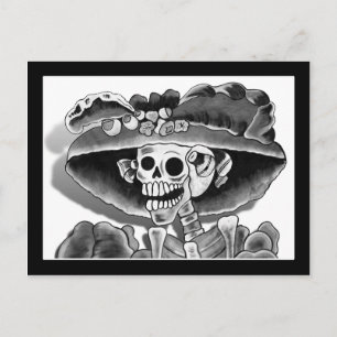 Laughing Skeleton Woman Postcard