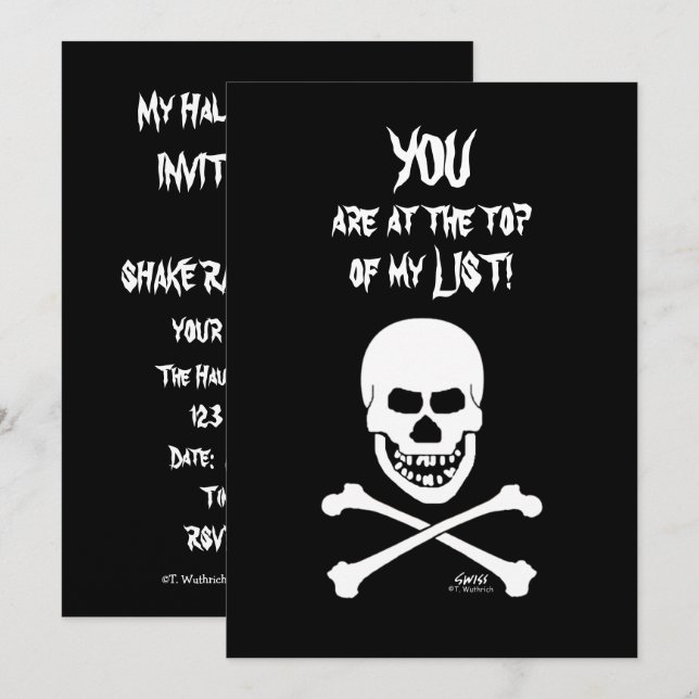 Laughing Skull Scary Funny Halloween Party Invitation (Front/Back)