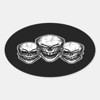 Laughing Skulls Oval Sticker
