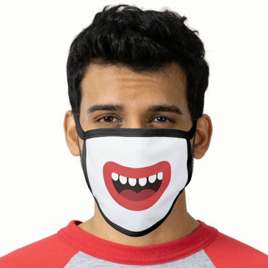 Laughing Smile Funny Fun Mouth Showing Teeth Face Mask (Worn Him)