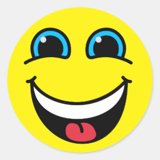 Laughing Smiley Face Yellow Classic Round Sticker Laughing Smiley Face Yellow Classic Round Sticker