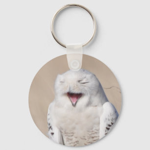 Laughing Snowy Owl Keychain