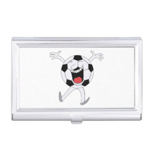 Laughing Soccer Ball Mascot Business Card Case