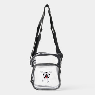 Laughing Soccer Ball Mascot Clear Crossbody Bag