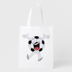 Laughing Soccer Ball Mascot Grocery Bag