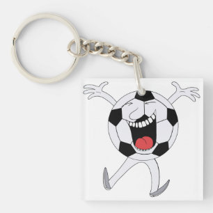 Laughing Soccer Ball Mascot Keychain