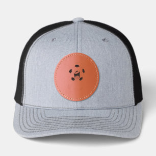 Laughing Soccer Ball Mascot Leather Patch Hat
