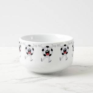 Laughing Soccer Ball Mascot Soup Mug