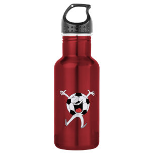 Laughing Soccer Ball Mascot Stainless Steel Water Bottle