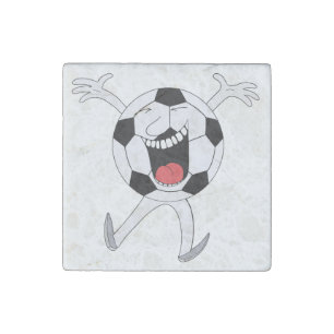Laughing Soccer Ball Mascot Stone Magnet