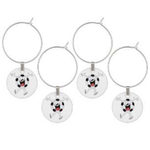 Laughing Soccer Ball Mascot Wine Charm