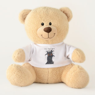 Laughing Spooky Black Tree Flame Eyes Cat Ghost Teddy Bear