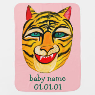 Laughing Tiger CUSTOMIZABLE Baby Name Birthday Baby Blanket
