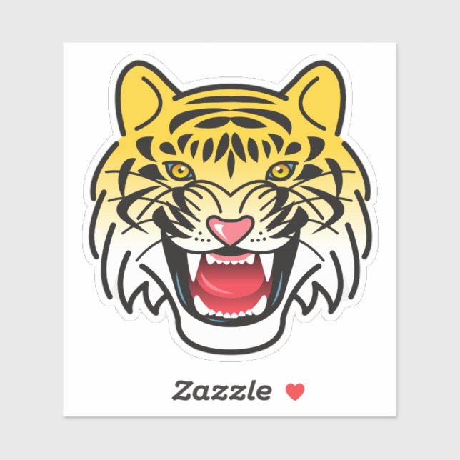 Laughing Tiger Face Artwork-21876 Sticker (Sheet)