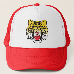 Laughing Tiger Face Artwork Trucker Hat