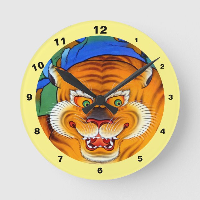 Laughing Tiger - Tibet, Himalayas (clock) Round Clock (Front)