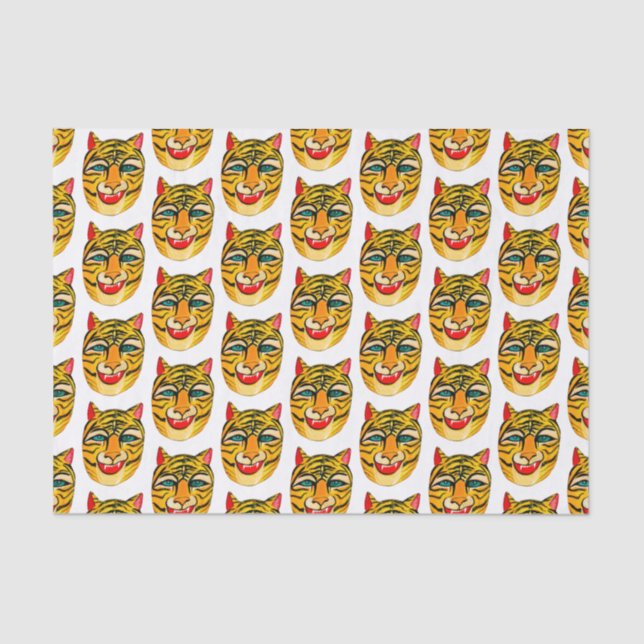 Laughing Tiger Watercolor Pattern Tissue Paper (Front)