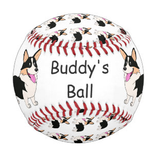 Laughing Tricolor Welsh Corgi Cartoon Baseball