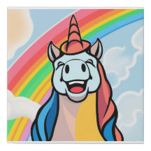 Laughing Unicorn in rainbow