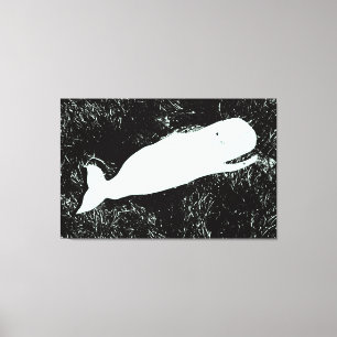 laughing white whale wrapped canvas print