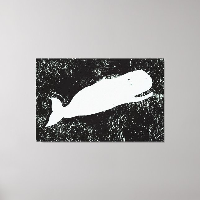 laughing white whale wrapped canvas print (Front)