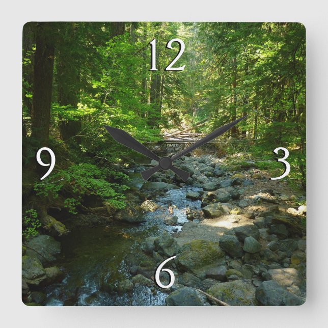 Laughingwater Creek at Mount Rainier National Park Square Wall Clock (Front)