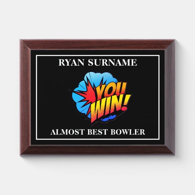 LAUGHS! Funny BOWLER Award Plaque (Horizontal)