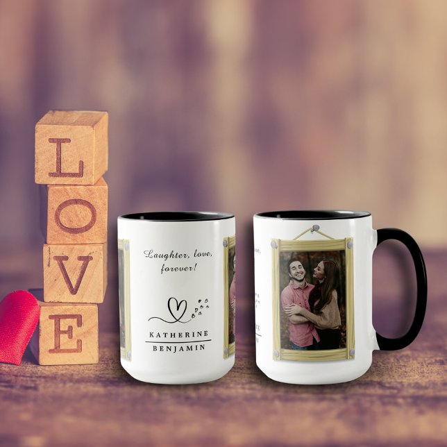 Laughter, love, forever Couple Valentine Photo B&W Mug (Creator Uploaded)