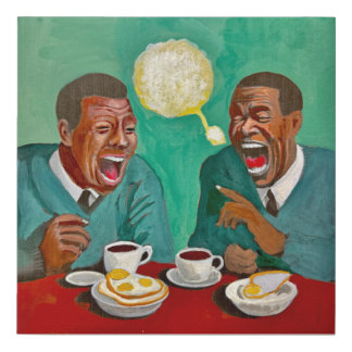 Laughter Over Breakfast Faux Canvas Print